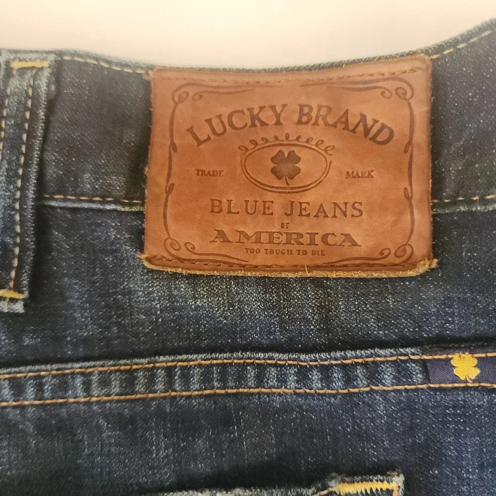 D85 Lucky Brand 181 Relaxed‎ Straight Jeans Mens 46x26 Dark Wash Blue Denim